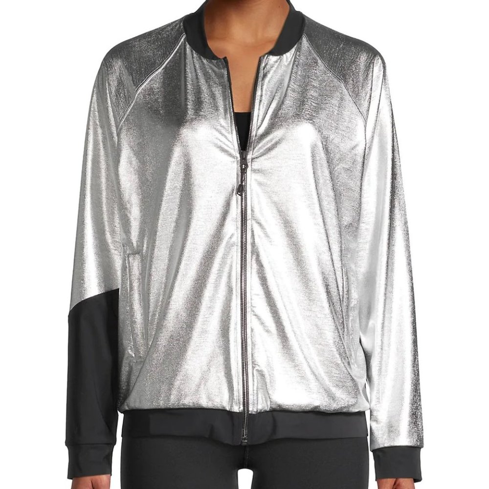 NWT Koral Silver Gilded Colorblock Bomber Jacket